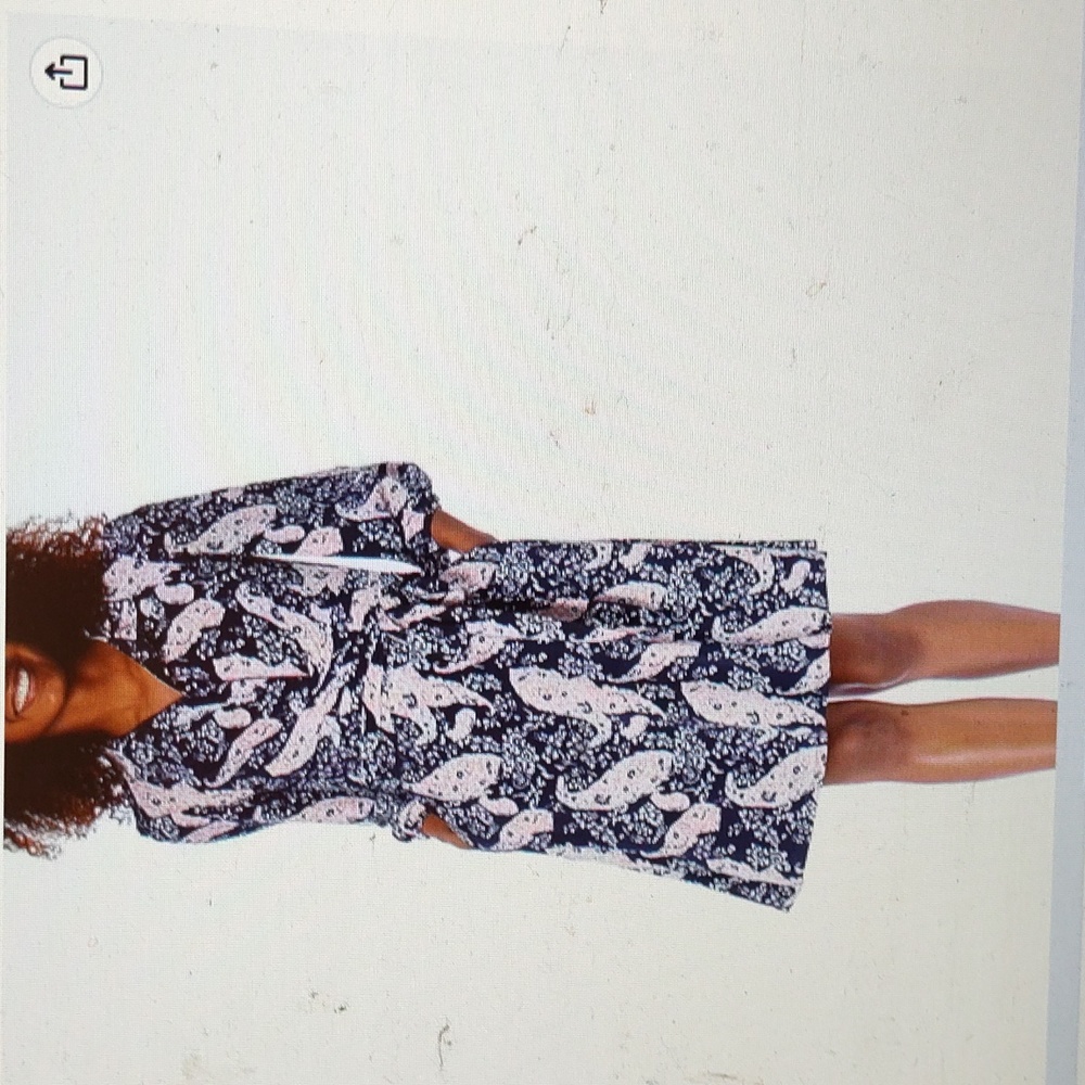 Vince Camuto Navy and Pink Paisley Dress